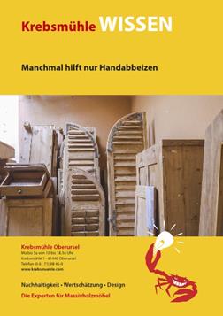 Titelseite der Publikation Krebsmühle Wissen "Manchmal hilft nur Handabbeizen"