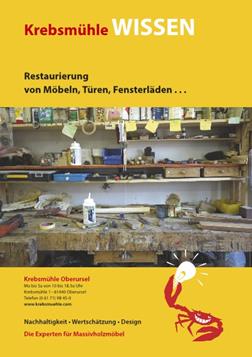 Titelseite der Publikation Krebsmühle Wissen "Restaurieren von Möbeln, Türen, Fensterläden ..."