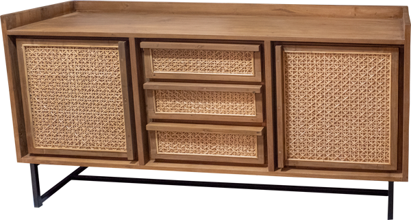 Sideboard "Boman" Teak mit Rattan