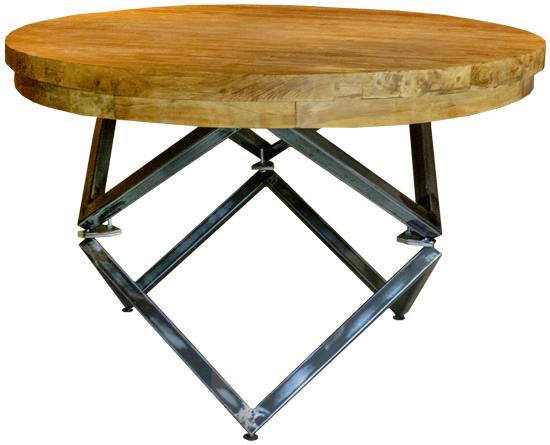 Tisch "RT120" Teak auf Fuss "Polygon Steel"